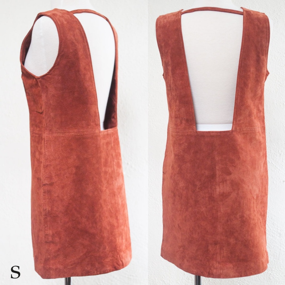 Tobi Shifting Sides Rust Suede Shift Dress NWT - Picture 3 of 6